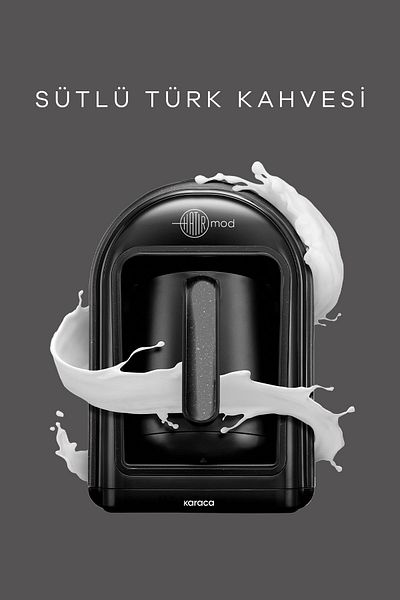 Karaca Hatir Mod Turkish Coffee Machine with Milk Shiny Black