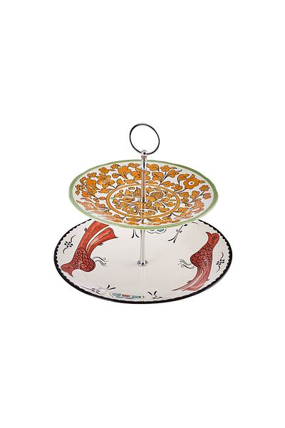 Karaca Seljuk Series Yellow Porcelain - 17 cm Cookie Holder