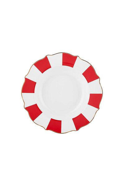 Karaca New Romantic Thick Striped Pit Plate 24 cm Red