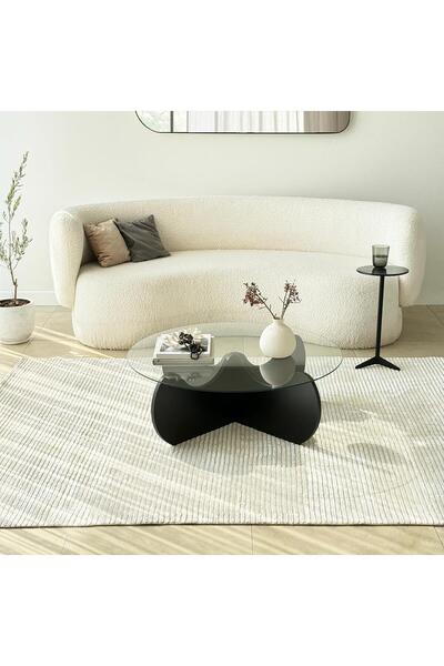 NEOstill -Himalayas Cam Sehpa / Siyah & Şeffaf Cam