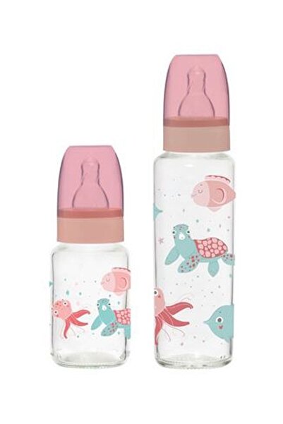 herevin home Baby Her evin Cam Biberon Seti 2 'Lİ Set 250ML + 125 ml PEMBE