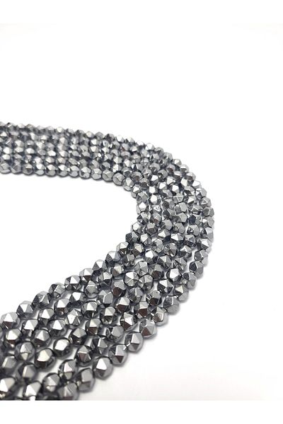 Yüksel Boncuk 7.5 Mm Silver Colored Hematite Prism Stone - Hexagon String