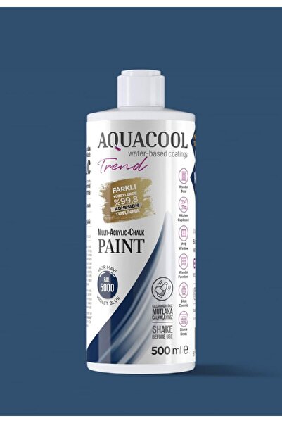 Aquacool Trend Akrilik Hobi Boya 500 ml Su Bazlı Hibrit Dönüşüm Boyası Ral 5000 Mor Mavi
