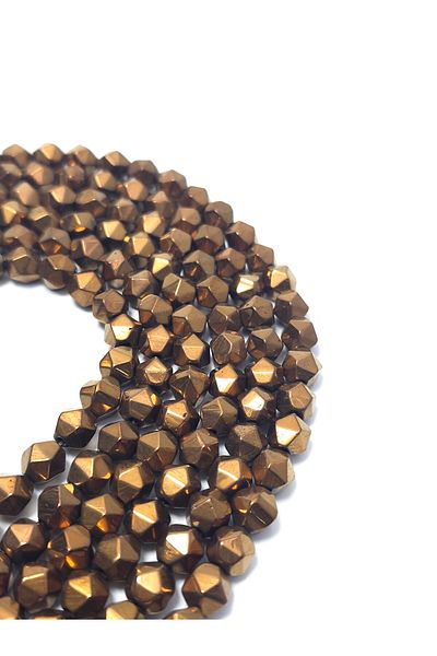 Yüksel Boncuk 7.5 Mm Bronze Hematite - Hexagonal Prism Cut Natural Stone Array