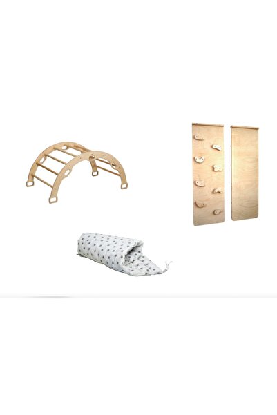 KIDOPPO مجموعة تسلق بيكلر| لعبة مونتيسوري الدوارة الخشبية والوسادة| الحزام وا...