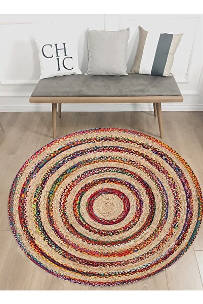 G&C HOME Jüt Hasır Desen Dijital Baskı Yıkanabilir Kaymaz Taban Salon Mutfak ...