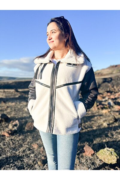 ARV MODA FASHİON THAT İNSPİRES Faux Suede Crop Biker Jacket with Faux Fur Inside