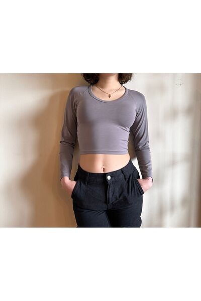 Bukiro Βαθύς γιακάς χτενισμένος Crop Μαλακός στυλός crop bele σε εφαρμογή