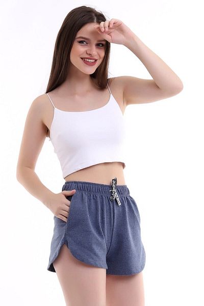 kozzy Pantaloni scurți mini sport pentru femei Indigo, zilnic, confortabili