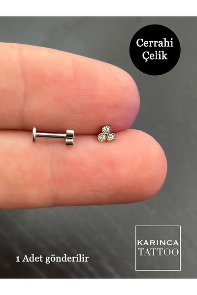 Karınca Piercing Three-Stone Piercing Flat Conch Forward Helix Cartilage Nostril Nose Tragus Piercing Earrings