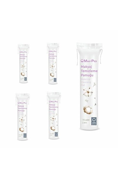 MAK PED Makped Makyaj Temizleme Pedi - Pamuğu 70'li Paket X 5 Adet