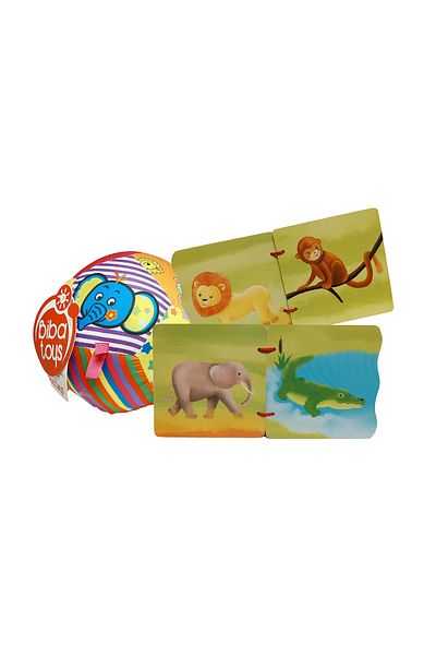 Biba Calimera Toys Set of 2 - My First Book of Rattle Ball and Wooden Animals Family