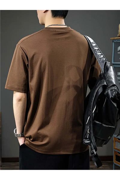 PALPİTO Ανδρικό μπλουζάκι Oversize - Καφέ, Γυαλιστερό εμπριμέ