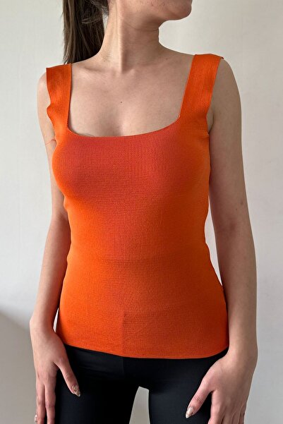 CİDDE Γυναικεία πλεκτή μπλούζα με τετράγωνο λαιμό με λουράκι