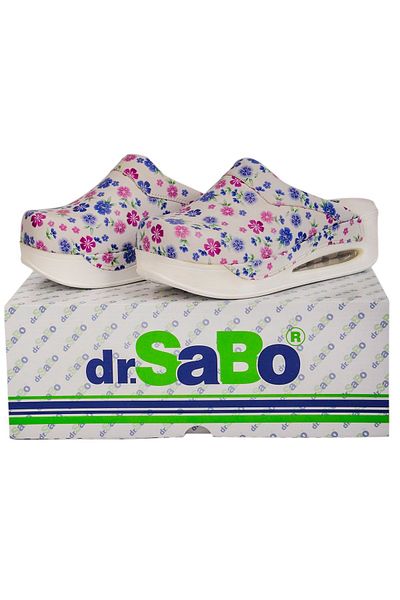 DR SABO Papuci de casă cu model de flori violete, papuci Sabo ortopedici din piele