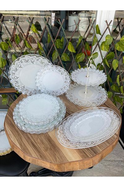 GÜRCÜGLASS Lace 17 Piece Breakfast Set