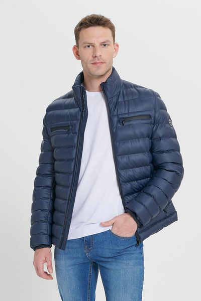 ALTINYILDIZ CLASSICS Ανδρικό παλτό Navy Blue - Θερμόμετρο, τσέπη και γιακάς