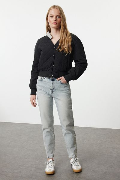 Trendyol Collection Blugi Mom Blue Slim cu talie înaltă - TWOAW25JE00092