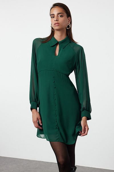 Trendyol Collection Πράσινο χειμερινό φόρεμα μονόχρωμο TWOAW24EL00668
