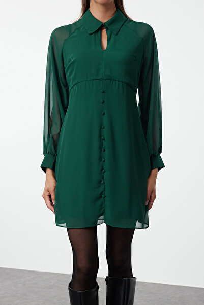 Trendyol Collection Πράσινο χειμερινό φόρεμα μονόχρωμο TWOAW24EL00668