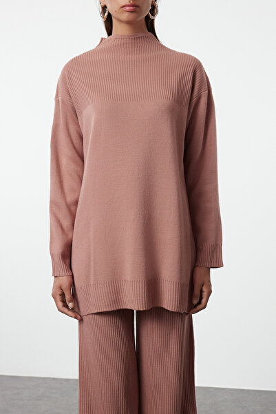 Trendyol Modest Poros rózsa bordás kötött alap kötöttáru alsó-felső készlet TCTAW25US00012