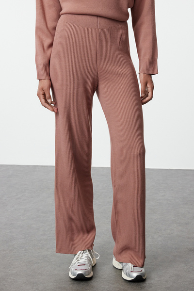 Trendyol Modest Poros rózsa bordás kötött alap kötöttáru alsó-felső készlet TCTAW25US00012