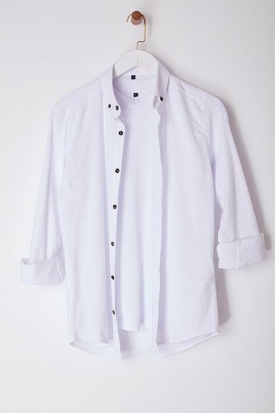 Edit by Trendyol Men's Slim Fit White Woven Shirt - Tedaw25Go00002