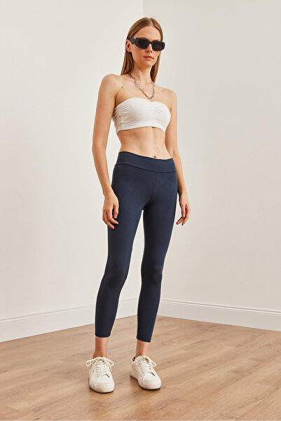 Olalook Colanți cu nasturi modal afumati cu talie înaltă pentru femei - TYT- 19000085