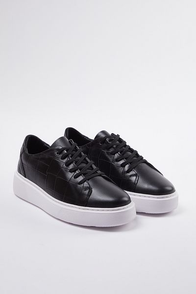 TRENDYOL SHOES Schwarze Herren-Sportschuhe aus echtem Leder mit Krokodildetails TAKAW25SN00010