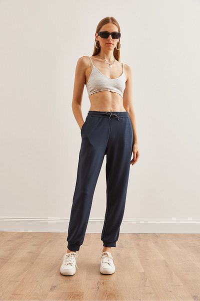 Olalook Geräucherte Jogginghose für Damen – elastischer Bund, modale Knöpfe Eşf- 00000072