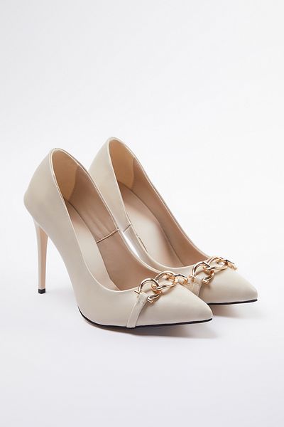 TRENDYOL SHOES Beige Thin Heeled Classic Women's Shoes - Chain