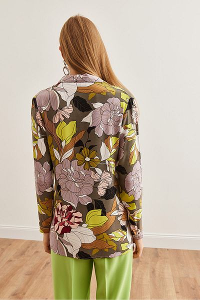 Olalook Smoked Flower Patterned Viscose Women's Shirt - Long Sleeve, Flowy Gml- 19001234