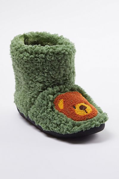 TRENDYOL SHOES Grüne, mit Plüsch bestickte Hausschuhe für Jungen – TAKAW25ER00001