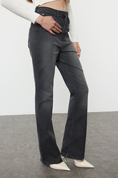 Trendyol Collection Antracitové džíny s vysokým pasem TWOAW25JE00128