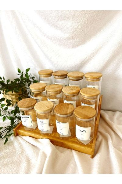 Karçiçeği Home Wooden 3 Tier Spice Rack Stand with Ladder