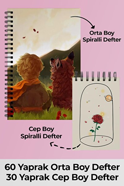 Anime Marketi دفتر ملاحظات حلزوني ذو طابع الأمير الصغير متوسط ​​الحجم وجيب