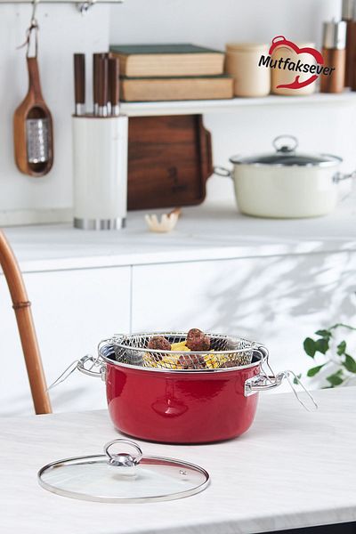 Karaca Mutfakaksever Induction Based Enamel Frying Pot 22 Cm Red