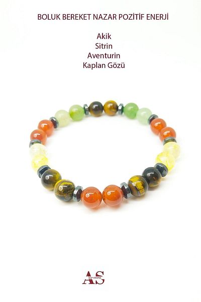 Armis 8 mm Mixed Natural Stone Bracelet - Positive Energy Abundant Blessings Evil Eye