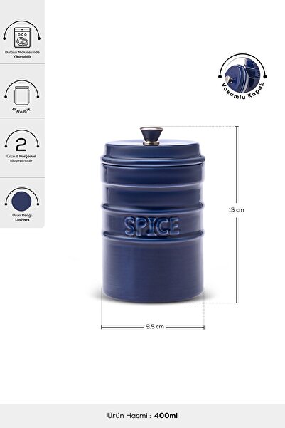 Karaca Andy Dark Blue Vacuum Spice Bowl with Lid 400 ml