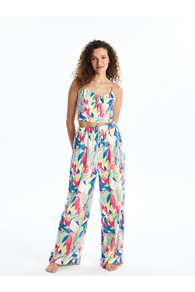 LC Waikiki Σετ τοπ και παντελόνι με δεμένο γιακά με σχέδιο
