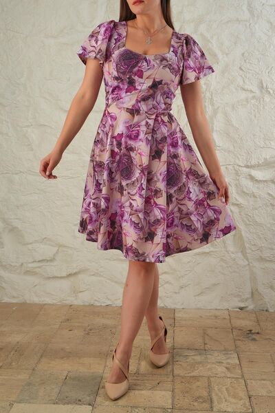 CrazyShopping Сублімаційна друкована міні-сукня для жінок - Передня частина з плісировкою