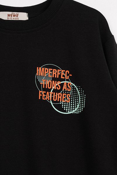zepkids Hanorac negru cu text imprimat pentru băiat