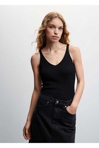 MANGO Woman V-neck knit blouse