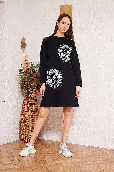 Darlin Moda Women's Black Button Detailed Tunic Dm60346