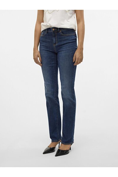 Vero Moda Gerade geschnittene Vmflash Mid Rise Jeans mit gerader Passform
