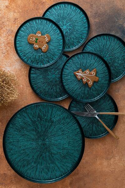 Karaca Teo Yeşil 7 Parça Parça Kek/ Pasta Takımı