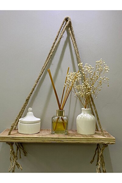 Görke Tasarım Halatlı Raf Üzerinde Çubuklu Oda Kokusu, Dekoratif Vazo, Kapakl...