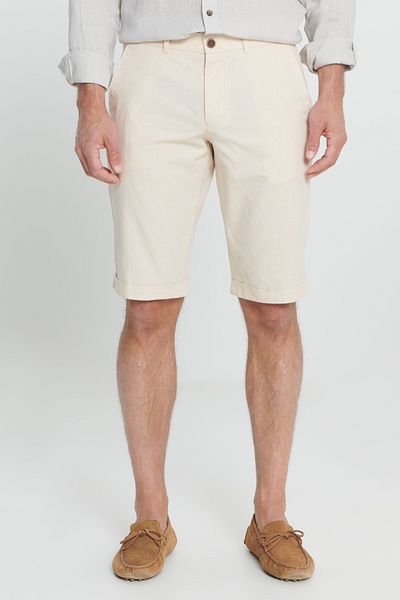 ALTINYILDIZ CLASSICS Ανδρικό σορτς εκρού Slim Fit 100% βαμβακερό με πλαϊνές τσέπες