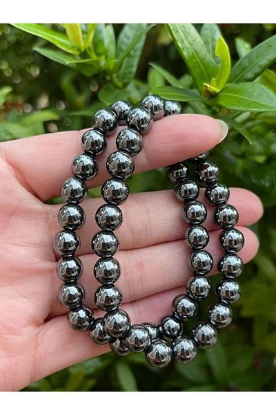 eHediyecim Natural Hematite Stone Bracelet