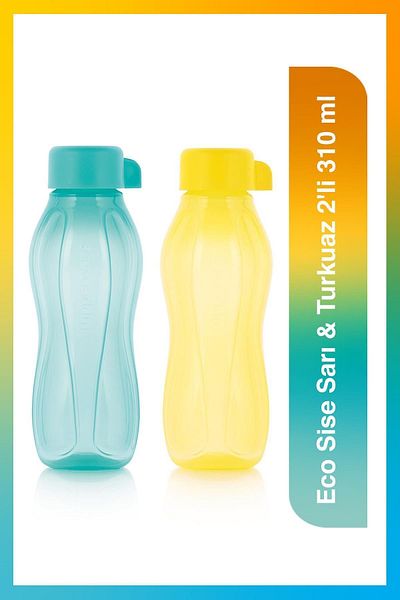 Tupperware Eco Sise Yellow And Turquoise 2 Pack 310 Ml